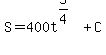S=400t%5E%285%2F4%29%2BC
