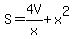 S=4V%2Fx%2Bx%5E2