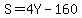 S=4Y-160