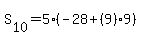 S%5B10%5D+=+5%28-28%2B%289%299%29