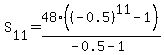 S%5B11%5D=48%28%28-0.5%29%5E11-1%29%2F%28-0.5-1%29