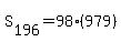 S%5B196%5D+=+98%28979%29
