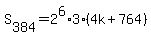 S%5B384%5D=2%5E6%2A3%284k%2B764%29