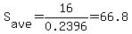 S%5Bave%5D=16%2F0.2396=66.8