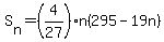 S%5Bn%5D=%284%2F27%29n%28295-19n%29