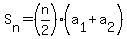 S%5Bn%5D+=+%28n%2F2%29%28a%5B1%5D+%2B+a%5B2%5D%29
