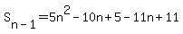 S%5Bn-1%5D=5n%5E2-10n%2B5-11n%2B11