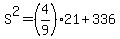 S%5E2=%284%2F9%2921%2B336