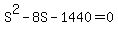 S%5E2+-+8S+-+1440+=+0