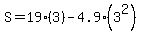 S+=+19%283%29+-+4.9%283%5E2%29