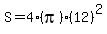 S+=+4%28pi%29%2812%29%5E2