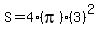 S+=+4%28pi%29%283%29%5E2