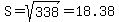 S+=+sqrt%28338%29+=+18.38