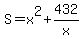S+=+x%5E2%2B432%2Fx