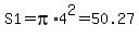 S1=pi%2A4%5E2=50.27