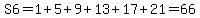 S6=1%2B5%2B9%2B13%2B17%2B21=66