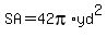 SA=42pi%2Ayd%5E2+
