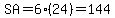 SA=6%2824%29=144