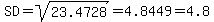 SD+=+sqrt%2823.4728%29+=+4.8449+=+4.8