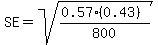 SE+=+sqrt%28%280.57%2A%280.43%29%29%2F800%29