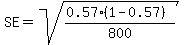 SE+=+sqrt%28%280.57%2A%281-0.57%29%29%2F800%29