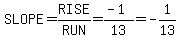 SLOPE=RISE%2FRUN=%28-1%29%2F13=-1%2F13