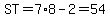 ST+=+7%2A8+-+2=54