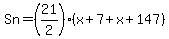 Sn+=+%2821%2F2%29%2A%28x%2B7%2Bx%2B147%29