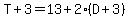 T%2B3=13%2B2%28D%2B3%29