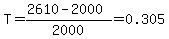 T=%282610-2000%29%2F2000=0.305