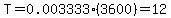 T=0.003333%283600%29=12
