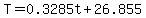 T=0.3285t%2B26.855