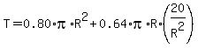 T=0.80%2Api%2AR%5E2%2B0.64%2Api%2AR%2A%2820%2FR%5E2%29