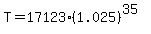 T=17123%281.025%29%5E%2835%29