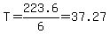 T=223.6%2F6=37.27