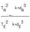 T%5BN%5D%5E2%2FT%5BE%5D%5E2=k%2Ad%5BN%5D%5E3%2F%28k%2Ad%5BE%5D%5E3%29