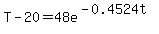 T-20=48e%5E%28-0.4524t%29