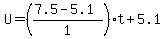 U=%28%287.5-5.1%29%2F1%29t%2B5.1