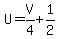 U=V%2F4%2B1%2F2