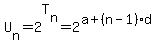 U%5Bn%5D=2%5ET%5Bn%5D=2%5E%28a%2B%28n-1%29%2Ad%29