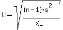 U+=+sqrt%28%28%28n-1%29%2As%5E2%29%2F%28XL%29%29