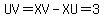 UV=XV-XU=3