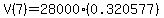 V%287%29=28000%280.320577%29