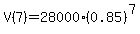 V%287%29=28000%280.85%29%5E7