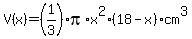 V%28x%29+=+%281%2F3%29pi%2Ax%5E2%2818-x%29cm%5E3