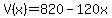 V%28x%29+=+820+-+120x