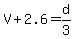 V%2B2.6=d%2F3