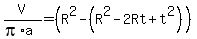 V%2F%28pi%2Aa%29=%28R%5E2+-+%28R%5E2+-+2Rt%2Bt%5E2%29%29