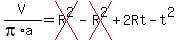 V%2F%28pi%2Aa%29=cross%28R%5E2%29+-+cross%28R%5E2%29+%2B+2Rt-t%5E2