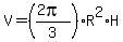 V=%28%282pi%29%2F3%29R%5E2%2AH